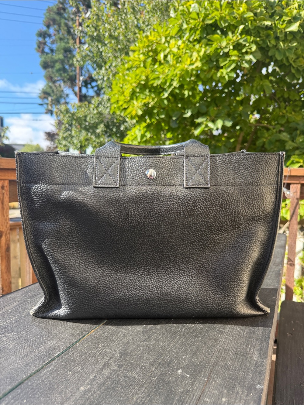 Hermes Black Pebbled Leather Tote Briefcase - vintage early 2000s.